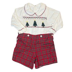 Strasburg Christmas Smocked Baby Set